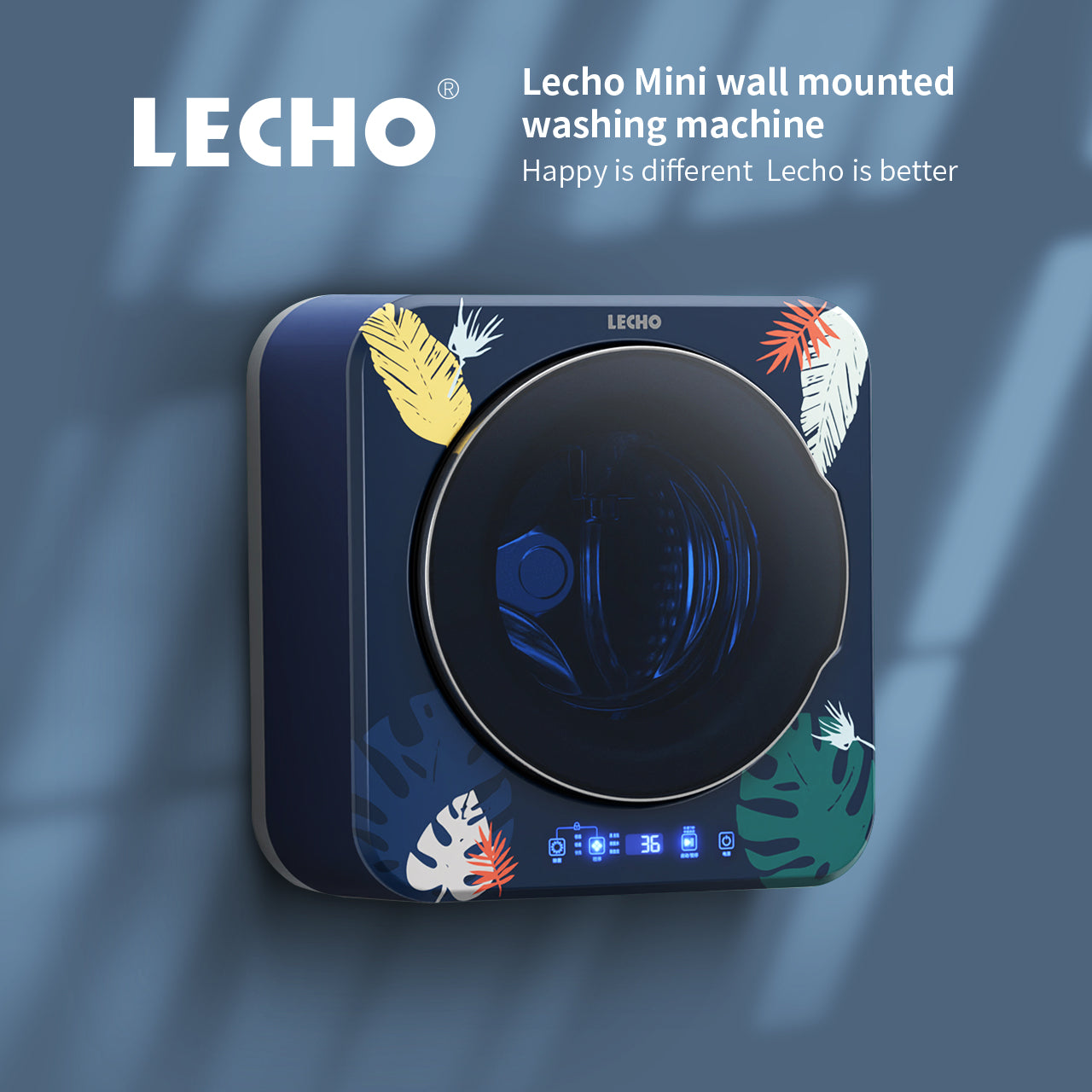 LECHO Forest Series Wandwaschmaschine – Grünes Blattdesign