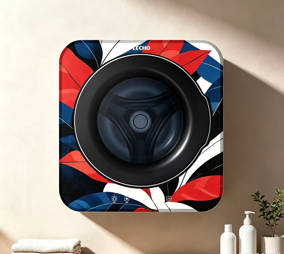 Wall-Mounted Washing Machine 2.5 kg – LECHO, Custom Printed Front